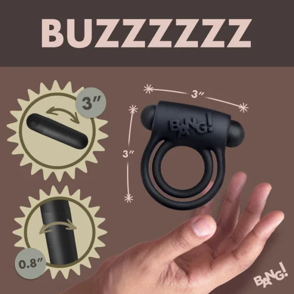 BANG! Cock Ring - Anillo Vibrador con Control Remoto Recargable - Imagen 6