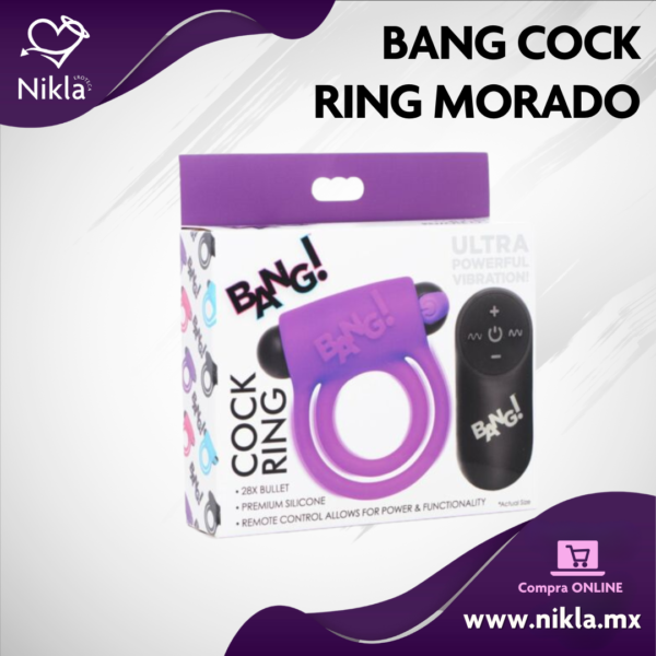 BANG Cock Ring Morado – Anillo Vibrador con Bala a Control Remoto Recargable