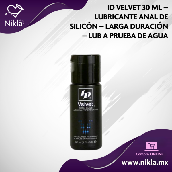 ID Velvet 30 ml – Lubricante Anal de Silicón – Larga Duración – Lub a prueba de agua