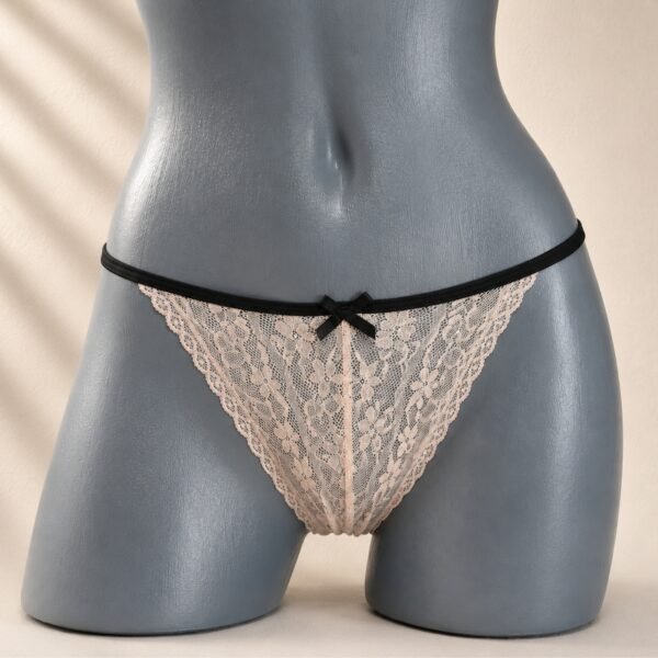 Bikini de Encaje Rosa con Moño Negro Talla XG- Bikini Valeria Rosa Talla XG