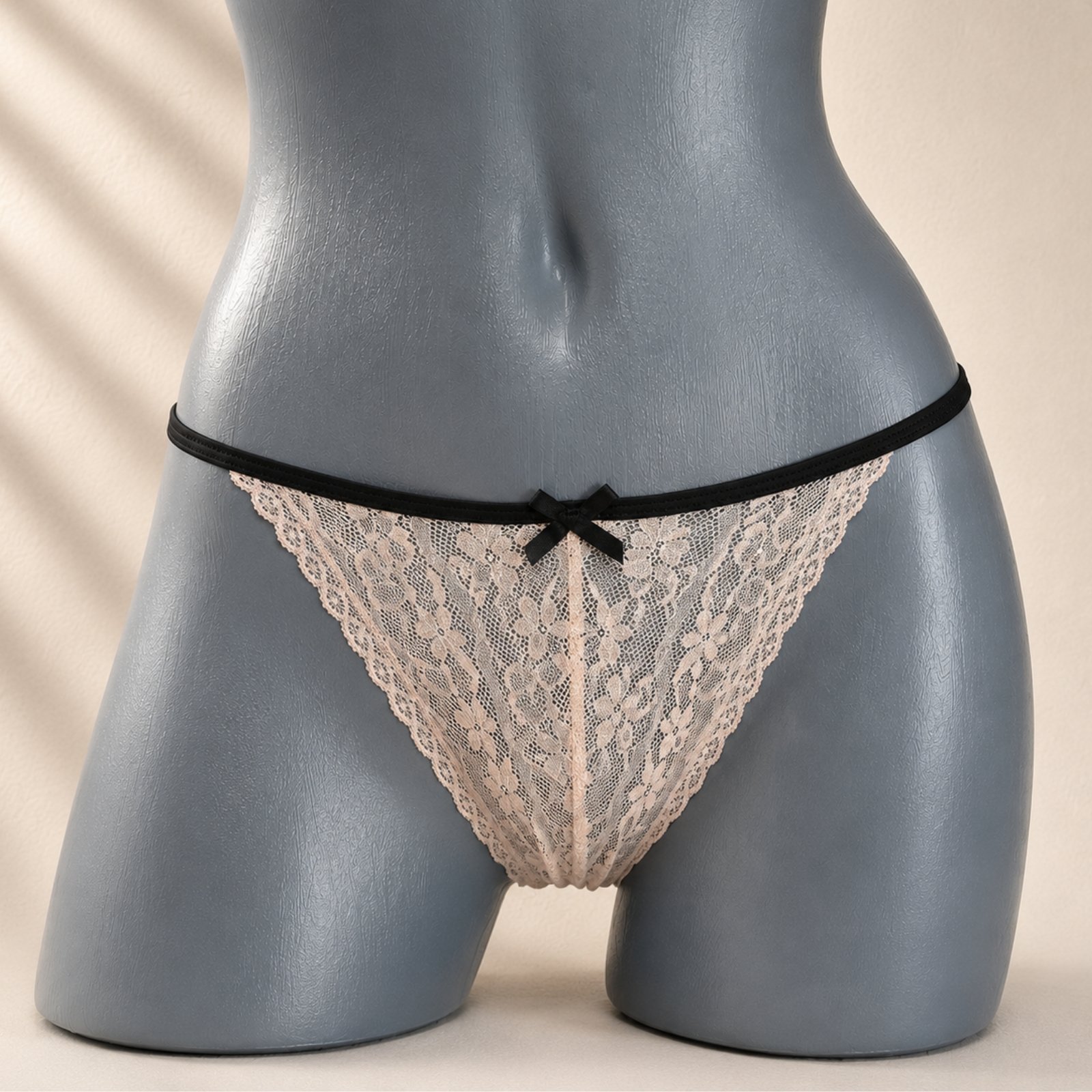 Bikini de Encaje Rosa con Moño Negro Talla XG- Bikini Valeria Rosa Talla XG