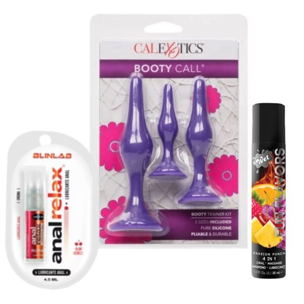 Kit Shinny Booty - Kit de Sexo Anal - Set de Plugs Anales y Lubricante Anal