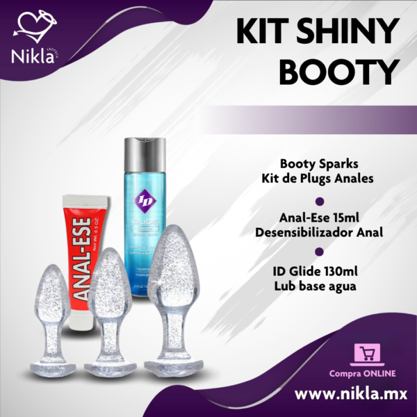 Kit Shinny Booty – Kit de Sexo Anal – Set de Plugs Anales y Lubricante Anal