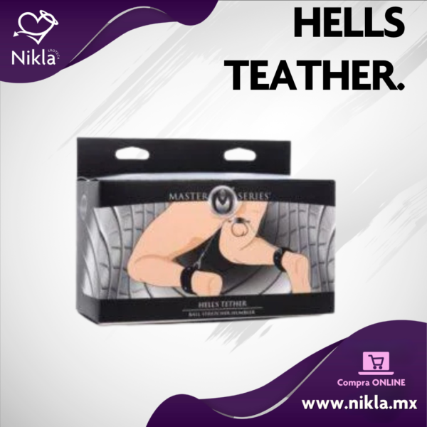 Hells Teather - Anillo para Pene Metálico con Esposas - Jaula de Castidad