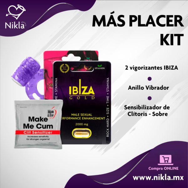 Más Placer Kit - Vigorizantes, Sensibilizador y Anillo Vibrador