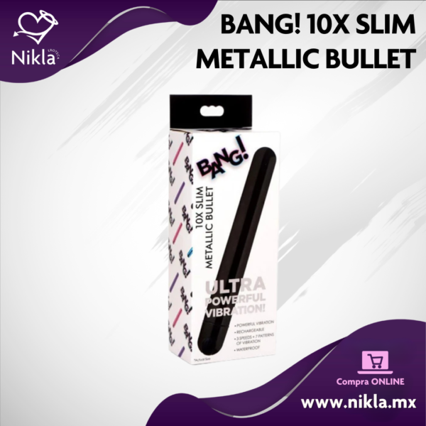 BANG! 10X Slim Metallic Bullet Azul – Vibrador recargable