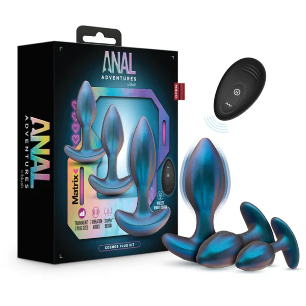 Anal Adventures Matrix - Kit de Plugs Anales con Vibración y Control Remoto
