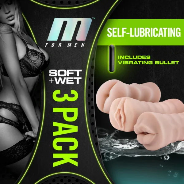 M For Men Soft+Wet - Kit de 3 Masturbadores Boca, Vagina y Ano - Imagen 2