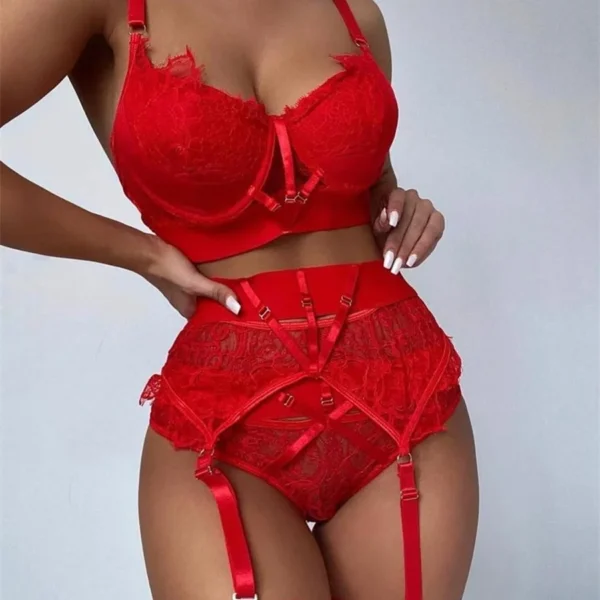Nataly Set Rojo – Coordinado de Lencería Rojo