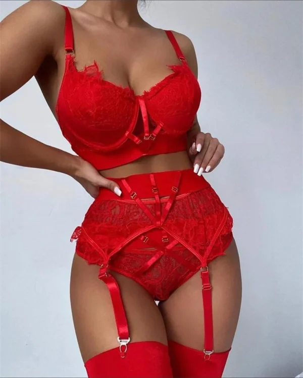 Nataly Set Rojo - Coordinado de Lencería Rojo