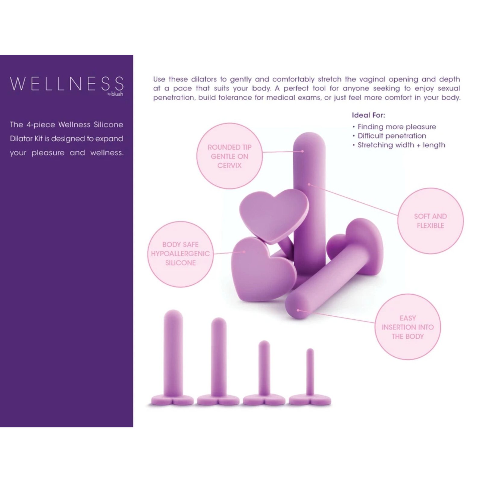 Kit de Dilatadores Wellness – 4 Piezas de Silicona (Morado) - Imagen 7
