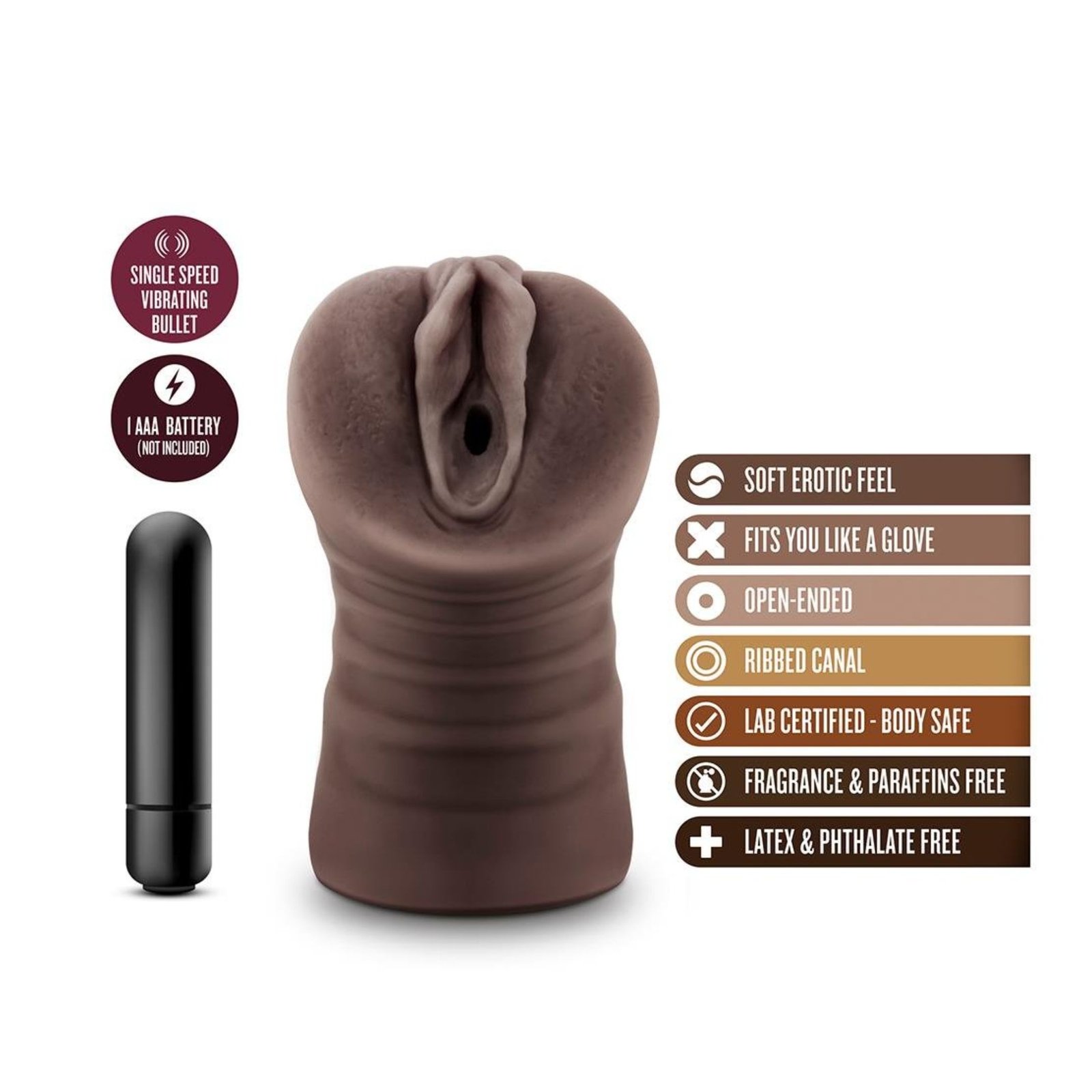 Hot Chocolate Brianna – Masturbador Realista con Vibración - Imagen 2