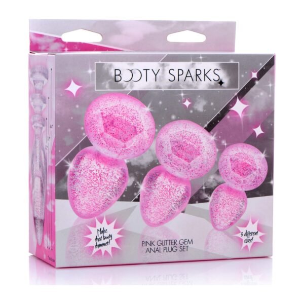 Booty Sparks Pink Glitter Gem – Set de Plugs Anales Rosa