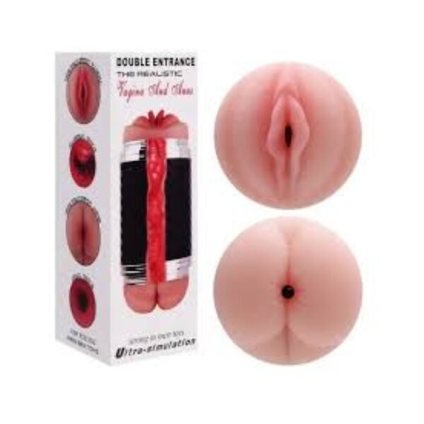 Masturbador Masculino Tipo Linterna de Doble Entrada – Double Entrance Vagina y Ano
