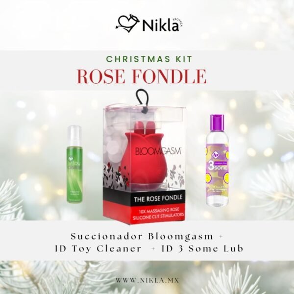 Kit Rose Fondle – Succionador + Lub 3 en 1 + ID Toy Cleaner