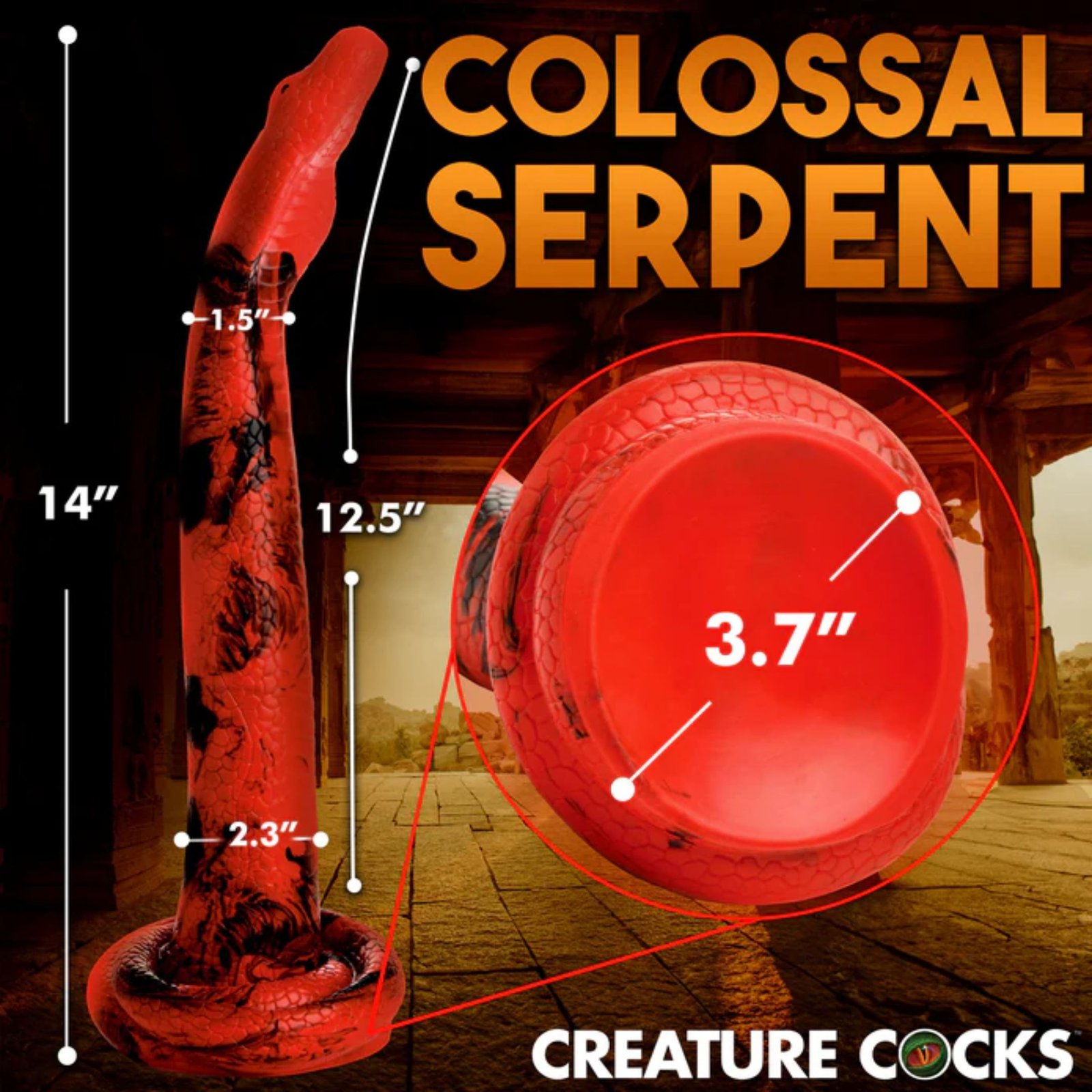 Dildo de Serpiente - King Cobra - Large 14" Long Silicone Dong - Imagen 3