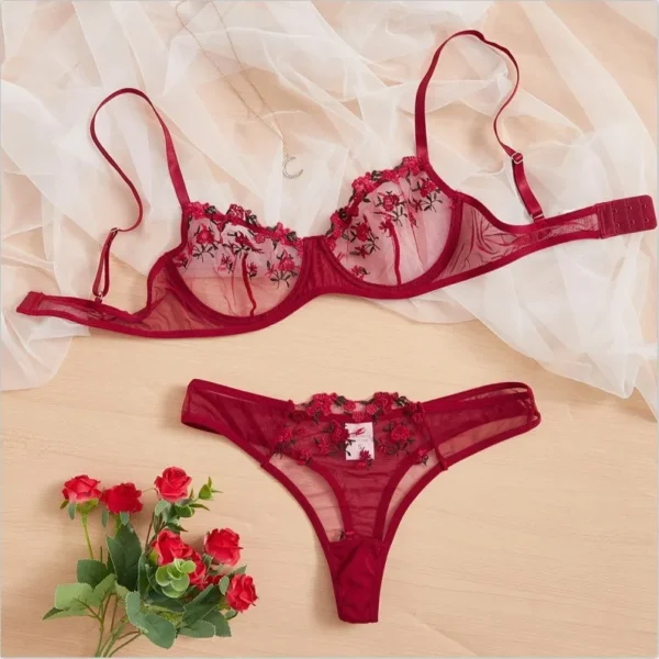 Conjunto Leila – Set Encaje Rojo Unitalla