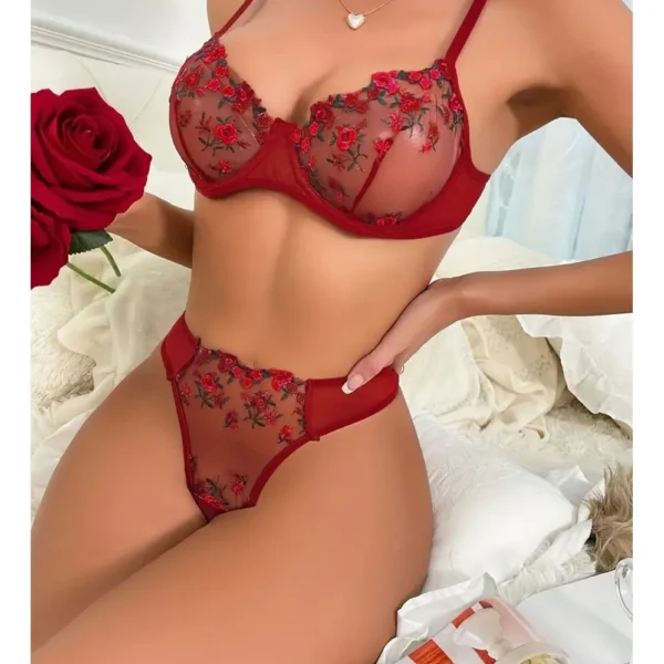 Conjunto Leila – Set Encaje Rojo Unitalla