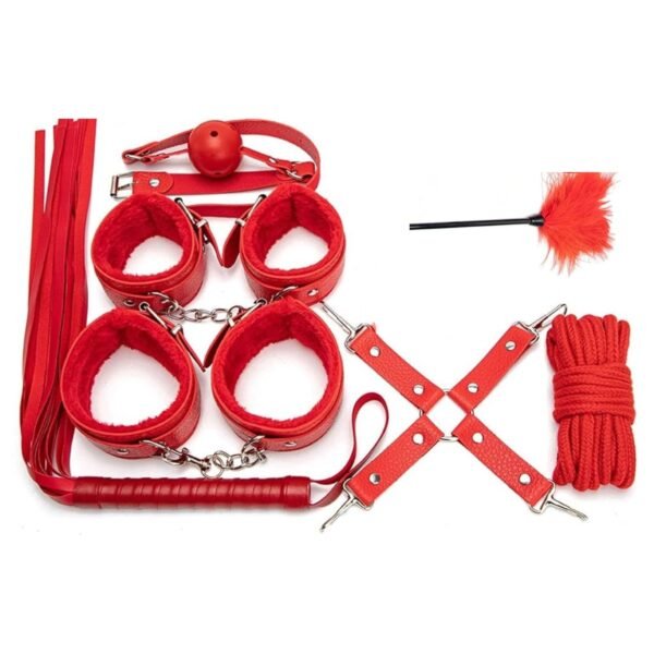 Bondage Kit BDSM Deluxe Rojo- Kit de Dominación 8 piezas
