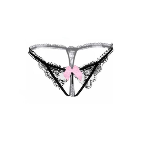 Panty con Perlas 05 – Tanga de Estimulación y Encaje Unitalla