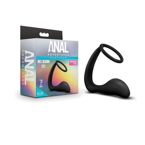 Anal Adventures Platinum – Cock Ring Plug – Black
