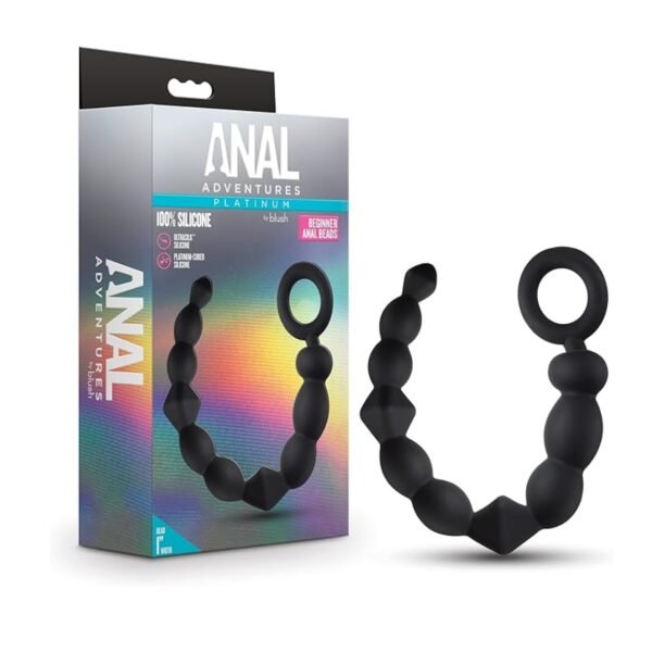 Anal Adventures Platinum – Beginner Anal Beads (Cuentas Anales para Principiantes) – Negro