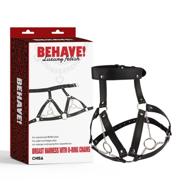 Behave! Arnés de Busto con Anillos y Cadenas- Breast Harness With O-Ring Chains