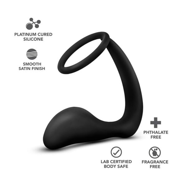 Anal Adventures Platinum – Cock Ring Plug – Black