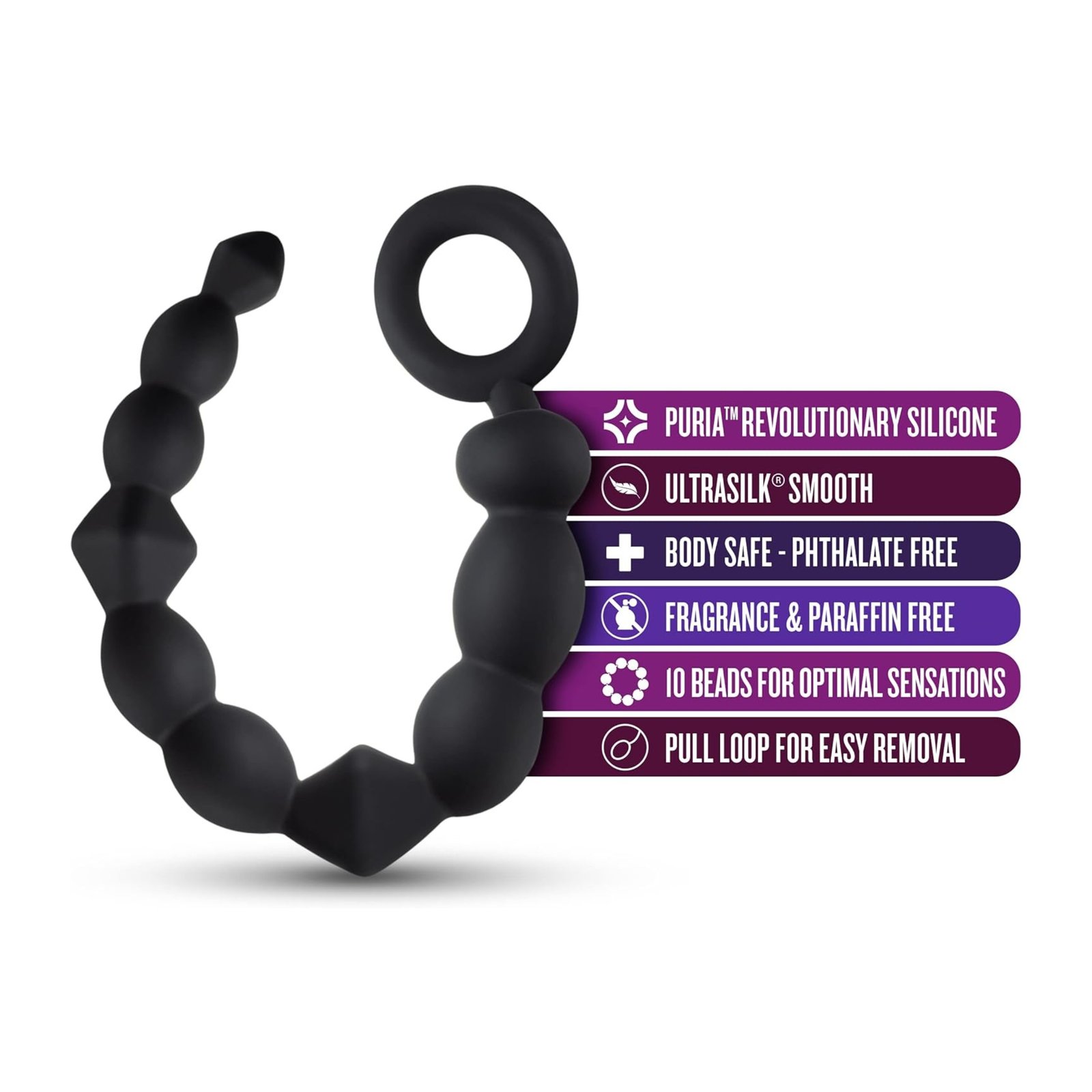 Anal Adventures Platinum – Beginner Anal Beads (Cuentas Anales para Principiantes) – Negro - Imagen 3