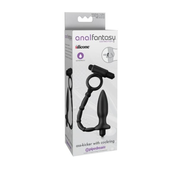 Anal Fantasy Collection – Kick-Kicker con Cockring (Estimulador Anal con Anillo para Pene) – Black / Negro (copia)