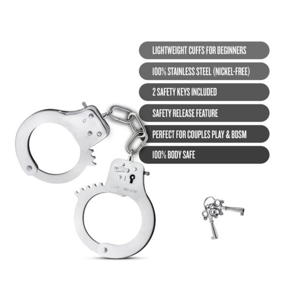 Temptasia- Beginner Cuffs- Esposas Eden Bondage Beginner – Acero Inoxidable con Liberación de Seguridad