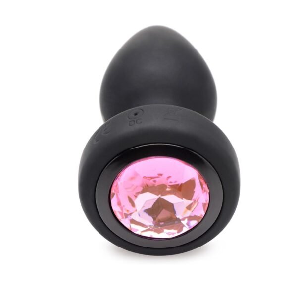 Booty Sparks – Silicone Vibrating Pink Gem Anal Plug with Wireless Remote (Plug Anal Vibrador con Joya Rosa y Control Inalámbrico) – Rosa/Negro