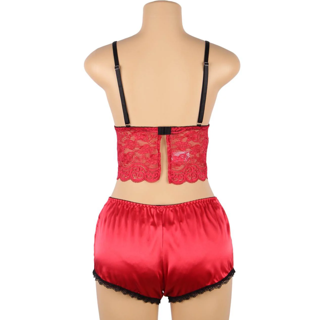 Pijama short satinado rojo G – Nikla - Imagen 3