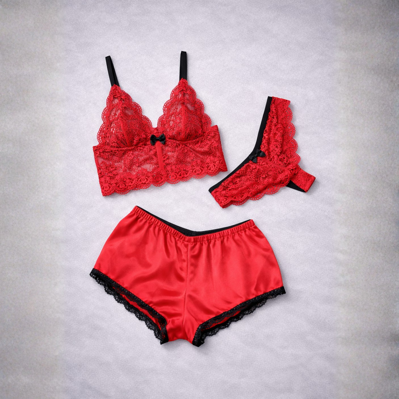 Pijama short satinado rojo G – Nikla