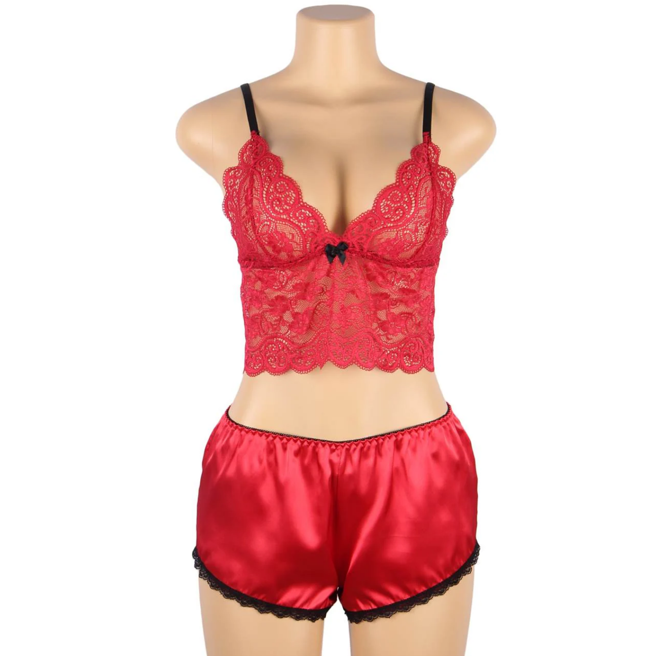 Pijama short satinado rojo G – Nikla - Imagen 4
