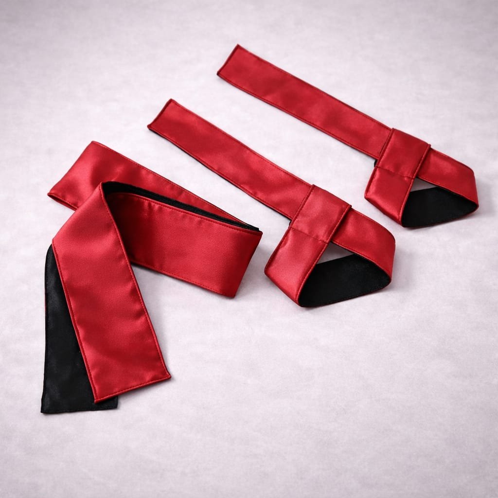 Kit Bondage Nikla- Antifaz Satinado + Muñequeras Satinadas - Imagen 2