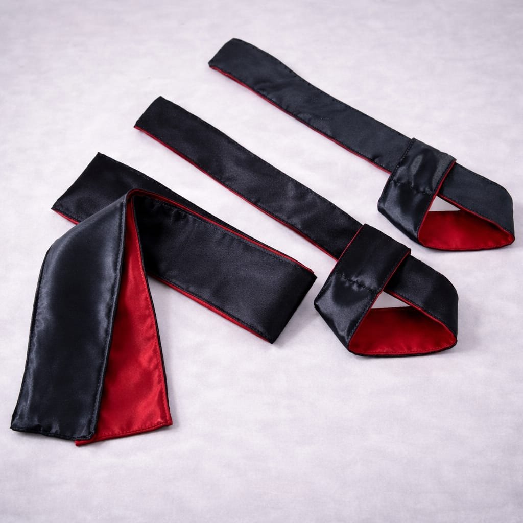 Kit Bondage Nikla- Antifaz Satinado + Muñequeras Satinadas - Imagen 3