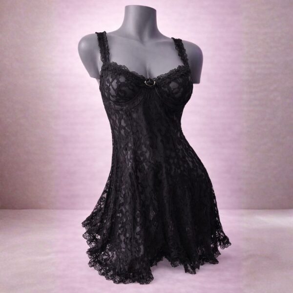 Babydoll Vestido de Encaje Negro Private Luxuries – Talla G