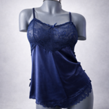 Babydoll Avid Love Azul Marino Satinado – Talla Mediana
