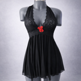 Babydoll Negro con Moño Rojo Hot – Talla Mediana