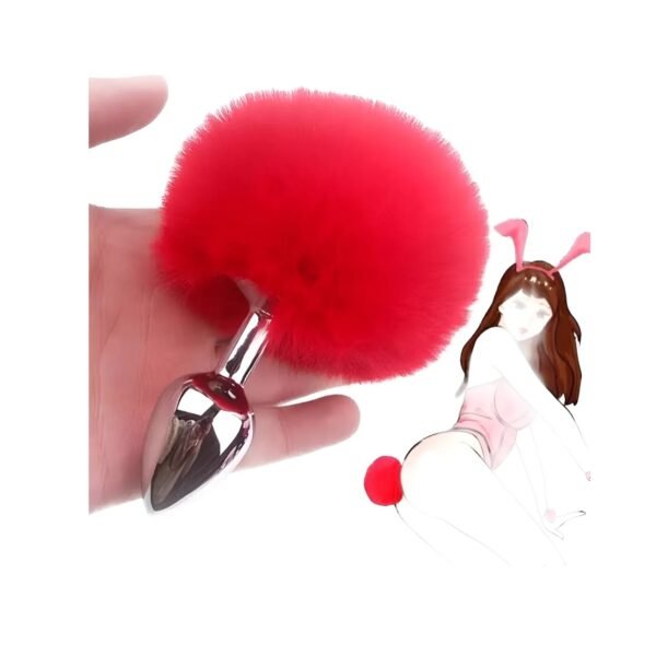 Plug Anal Cola de Conejo Rojo