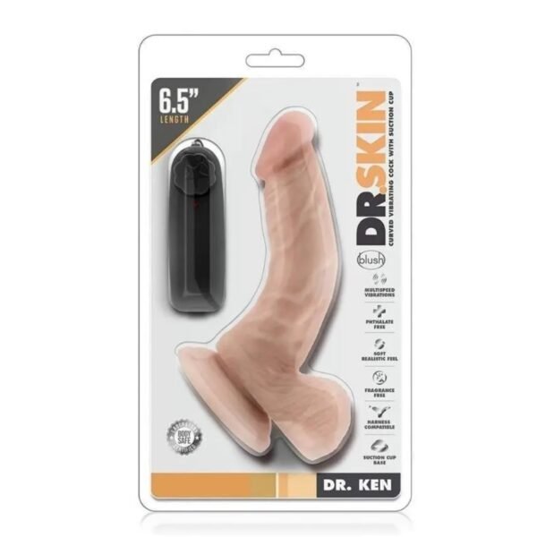 Dildo Vibrador Realista 16.5 cm/ 6.5″ con Control-Dr. Skin Ken 6.5”