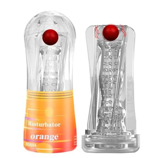 Masturbator Orange- Masturbador Masculino Naranja con Pelota Vibratoria