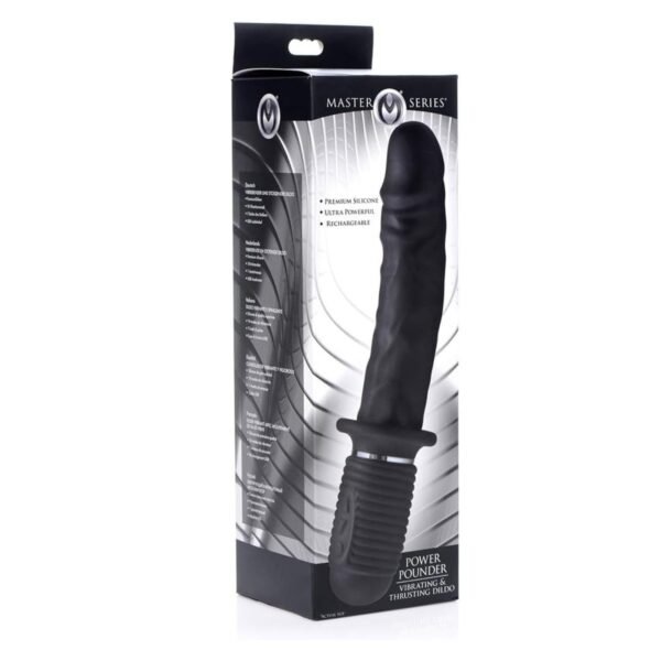 Dildo Vibrador  con Movimiento de Empuje Automático Recargable Negro- Master Series Power Pounder