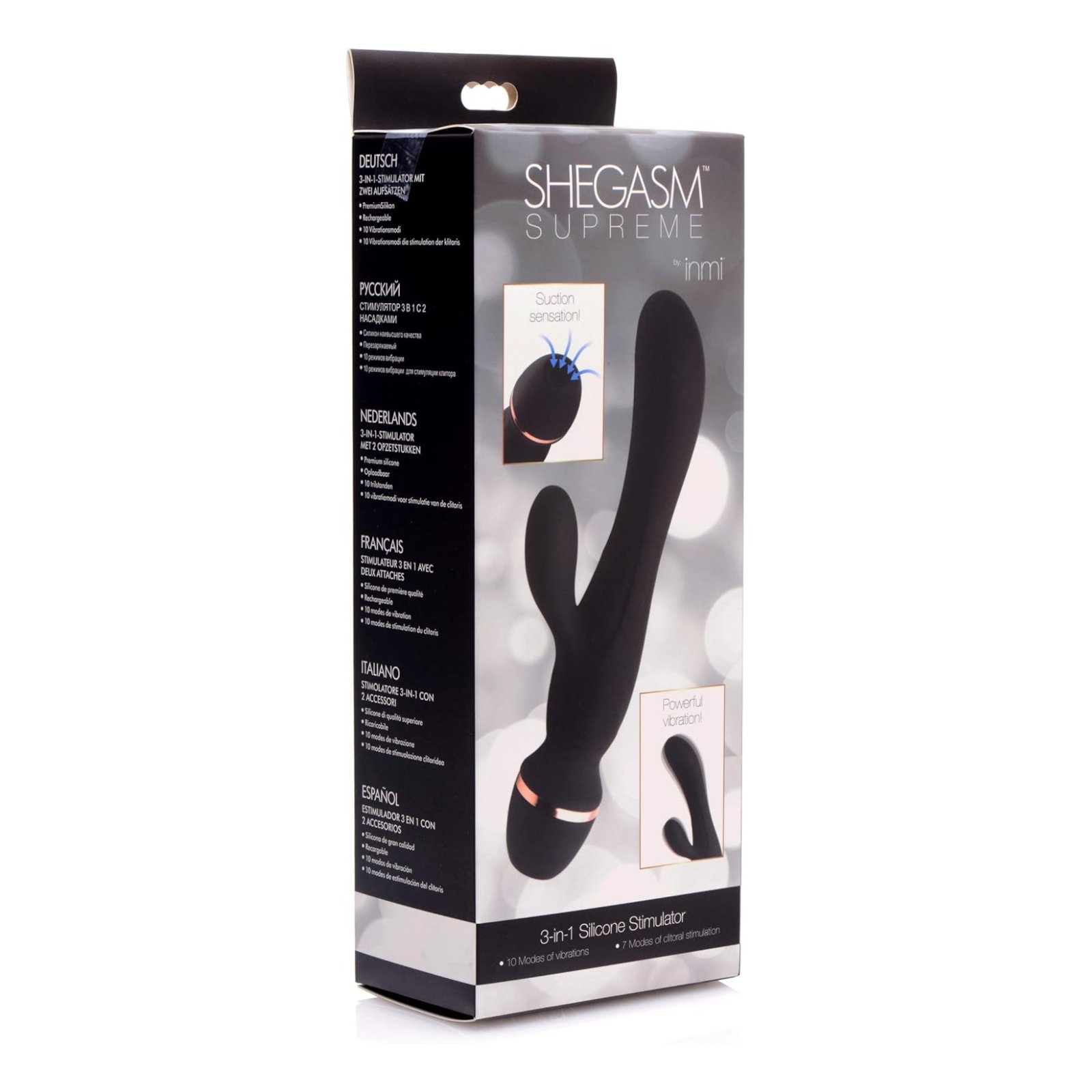 Estimulador de Clítoris y Punto G con Succión y Vibración 3 en 1 Recargable - Shegasm Supreme 3 in 1 Silicone Stimulator