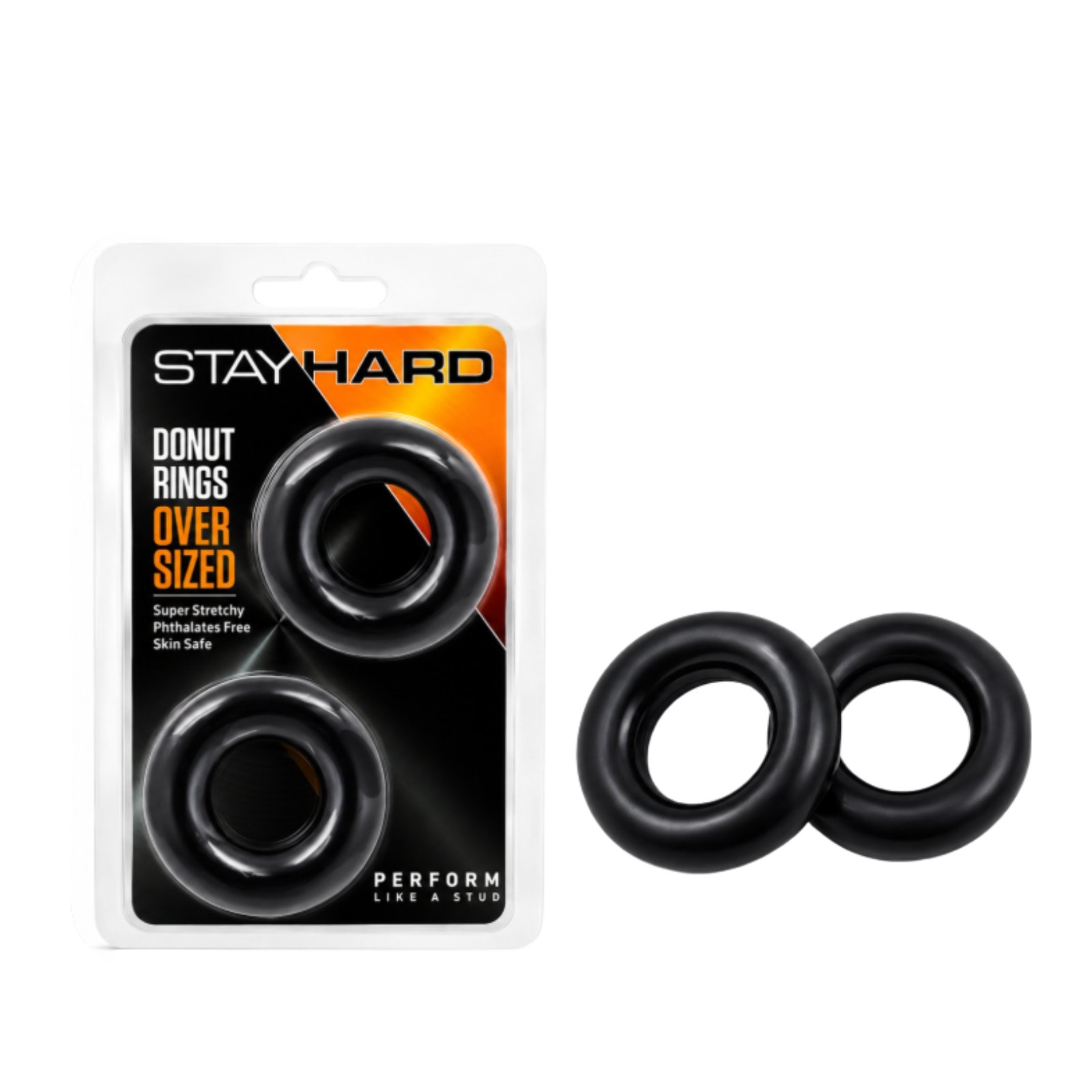 Stay Hard Donut Rings Oversized – Set de 2 anillos de Silicona Color Negro