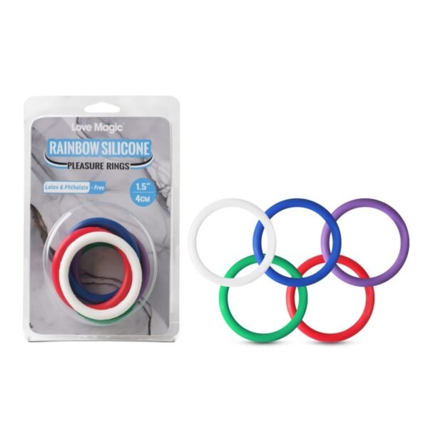 Rainbow Silicone Pleasure Rings – Set de 5 anillos de Silicona Multicolor