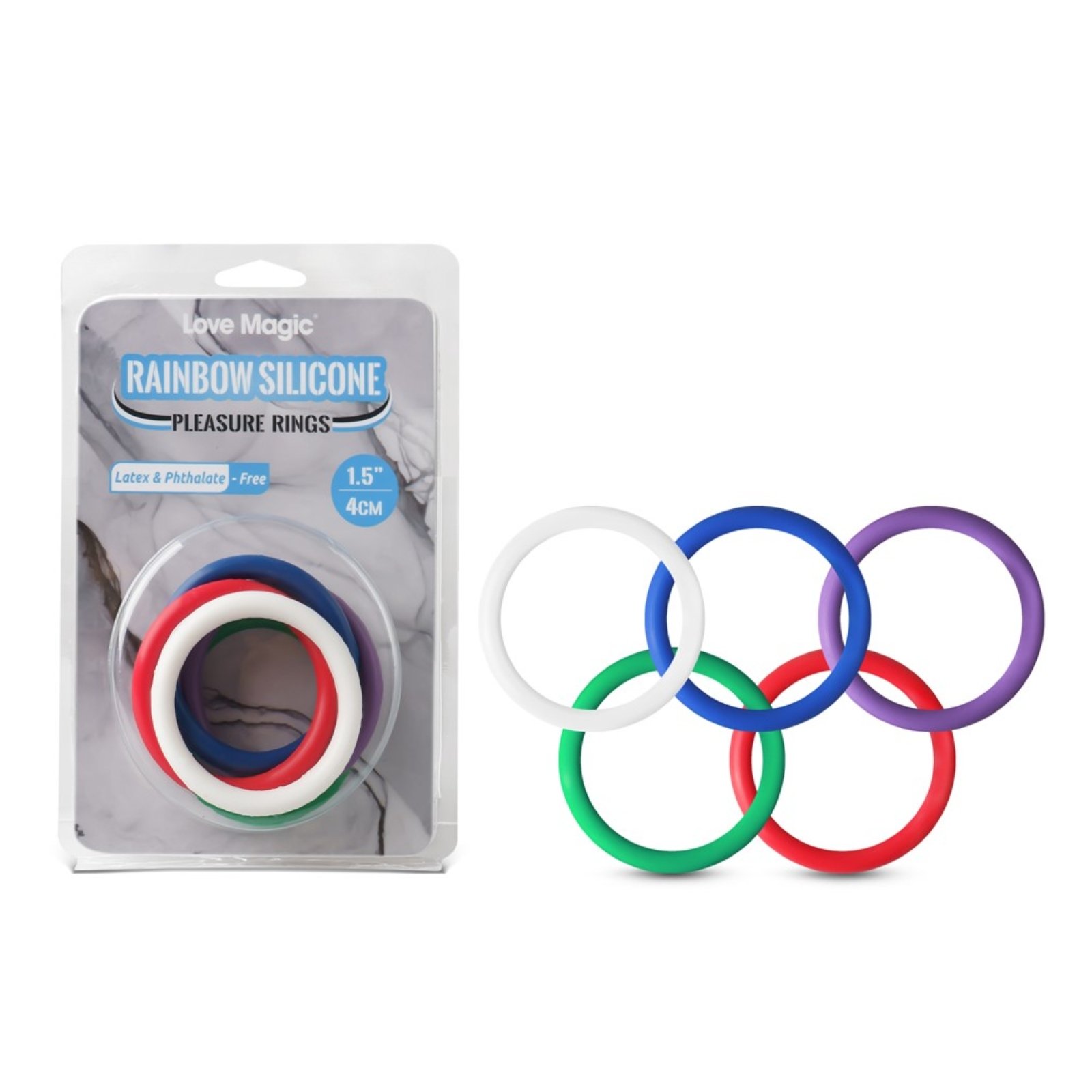 Rainbow Silicone Pleasure Rings – Set de 5 anillos de Silicona Multicolor - Imagen 2