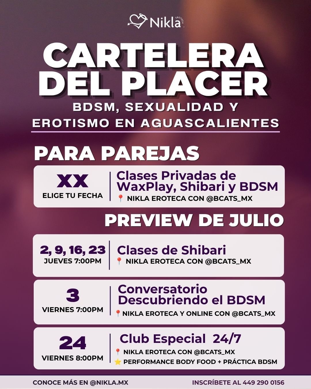Cartelera del Placer Julio