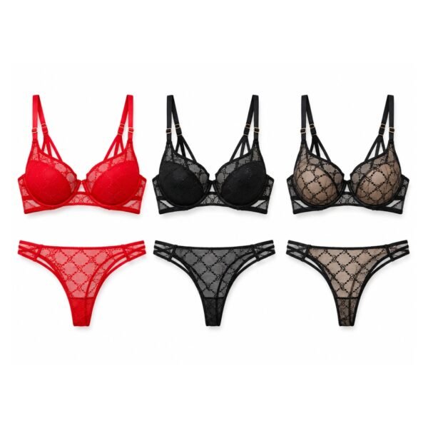Conjunto de Lencería de Encaje con Brassier y Panty Wellisena Talla Chica- Coordinado Weiiisena Talla Chica